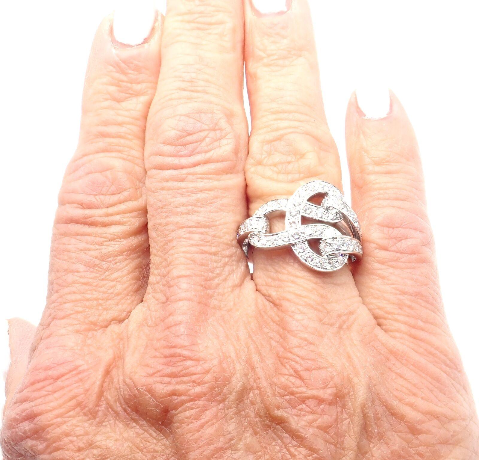 Cartier Agrafe Diamond White Gold Band Ring For Sale 2