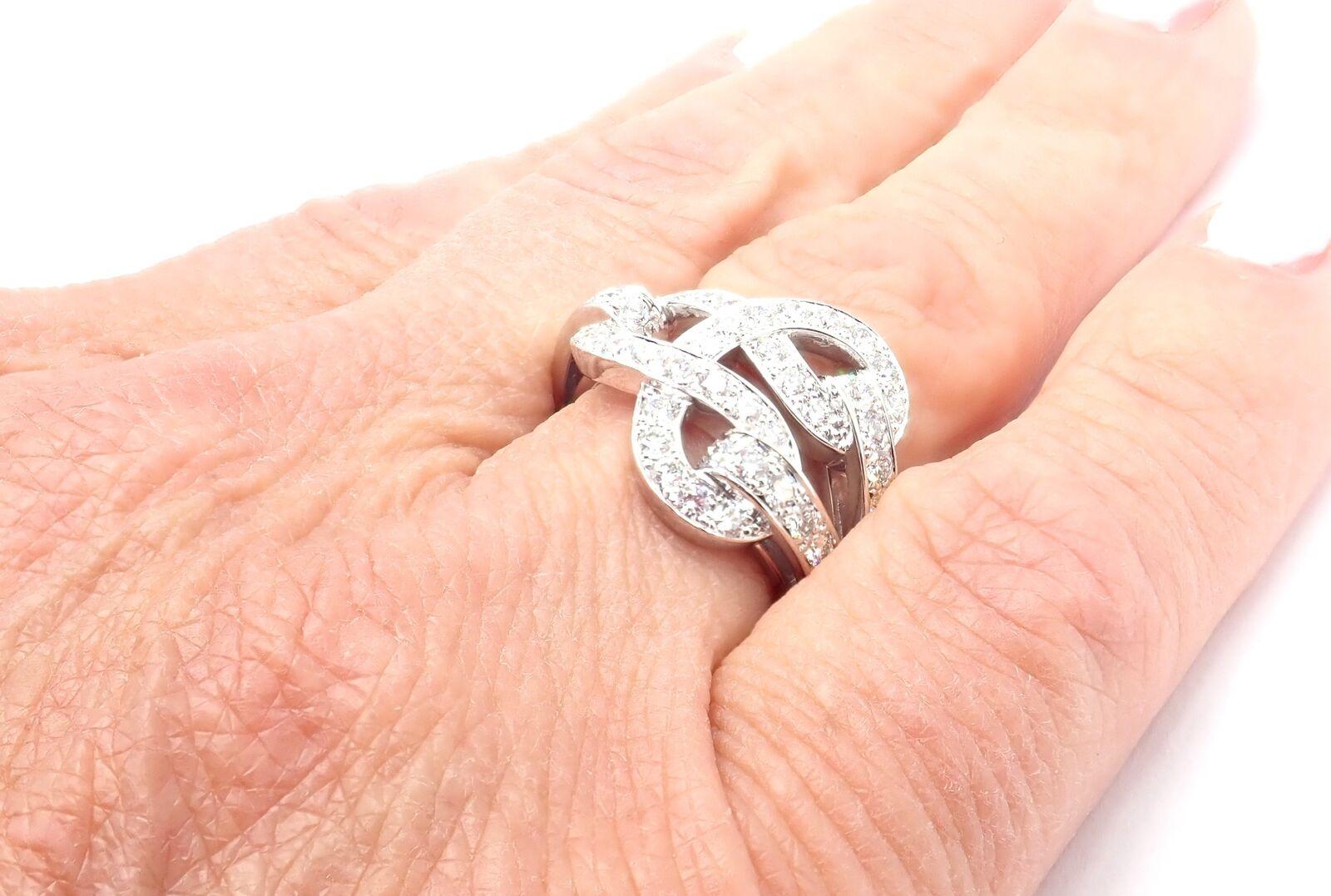 Cartier Agrafe Diamond White Gold Band Ring For Sale 3