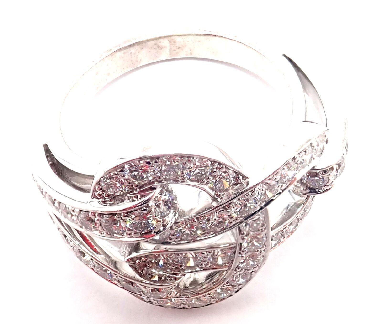 Cartier Agrafe Diamond White Gold Band Ring For Sale 4