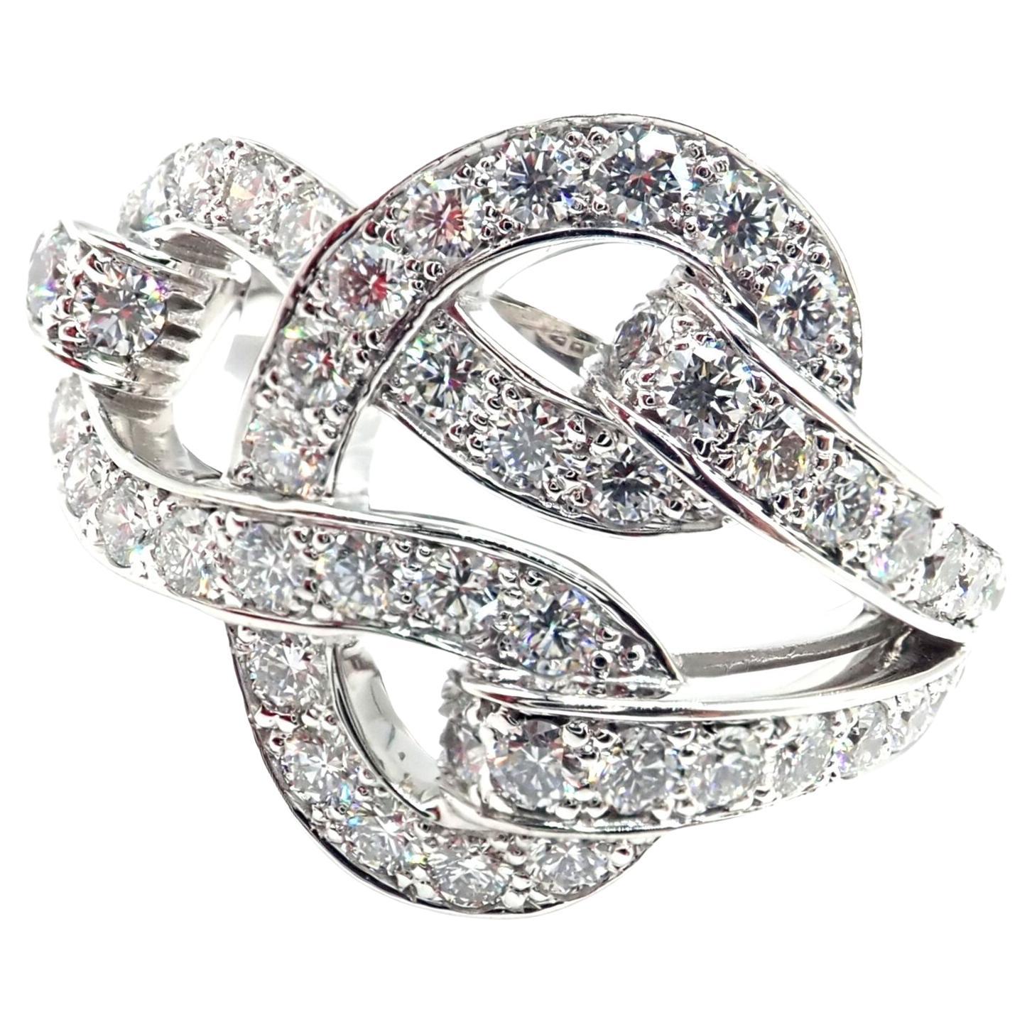 Cartier Agrafe Diamond White Gold Band Ring