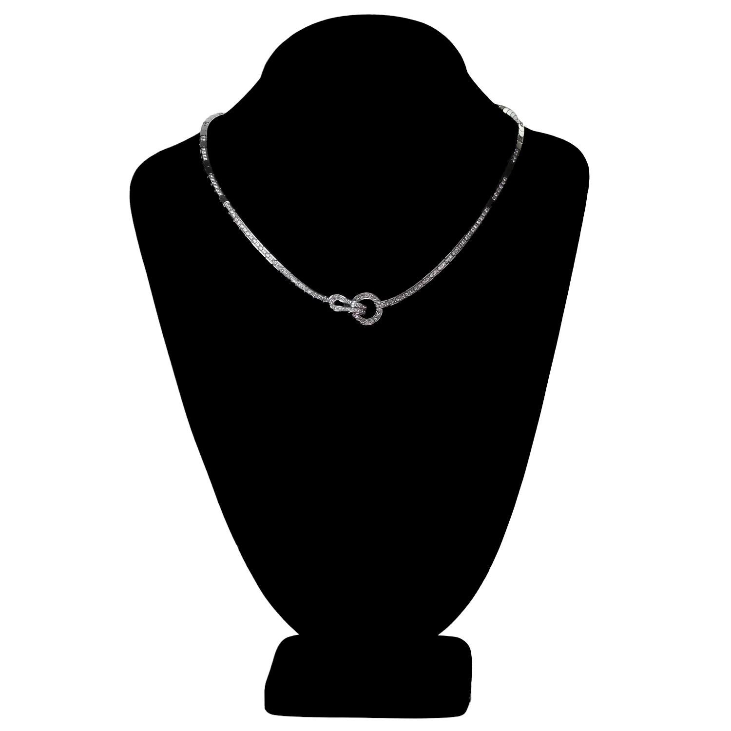 Women's Cartier Agrafe Diamond White Gold Necklace Papers