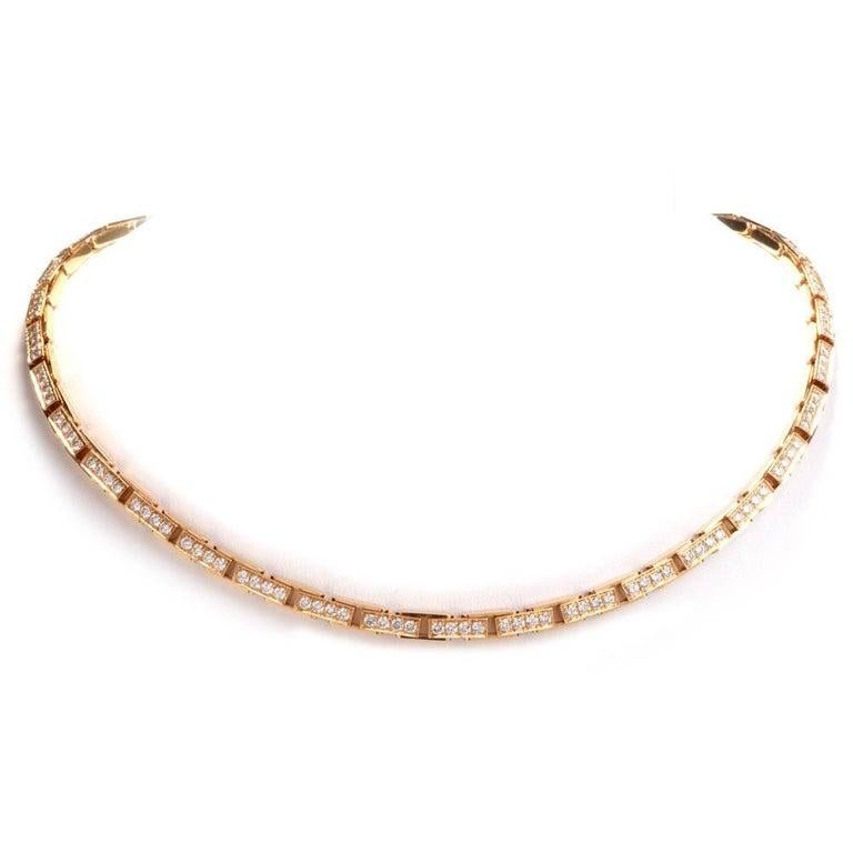 Women's or Men's Cartier Agrafe Diamond Yellow Gold Choker Link Necklace