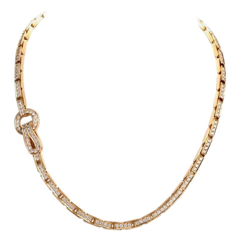 Cartier Agrafe Diamond Yellow Gold Choker Link Necklace