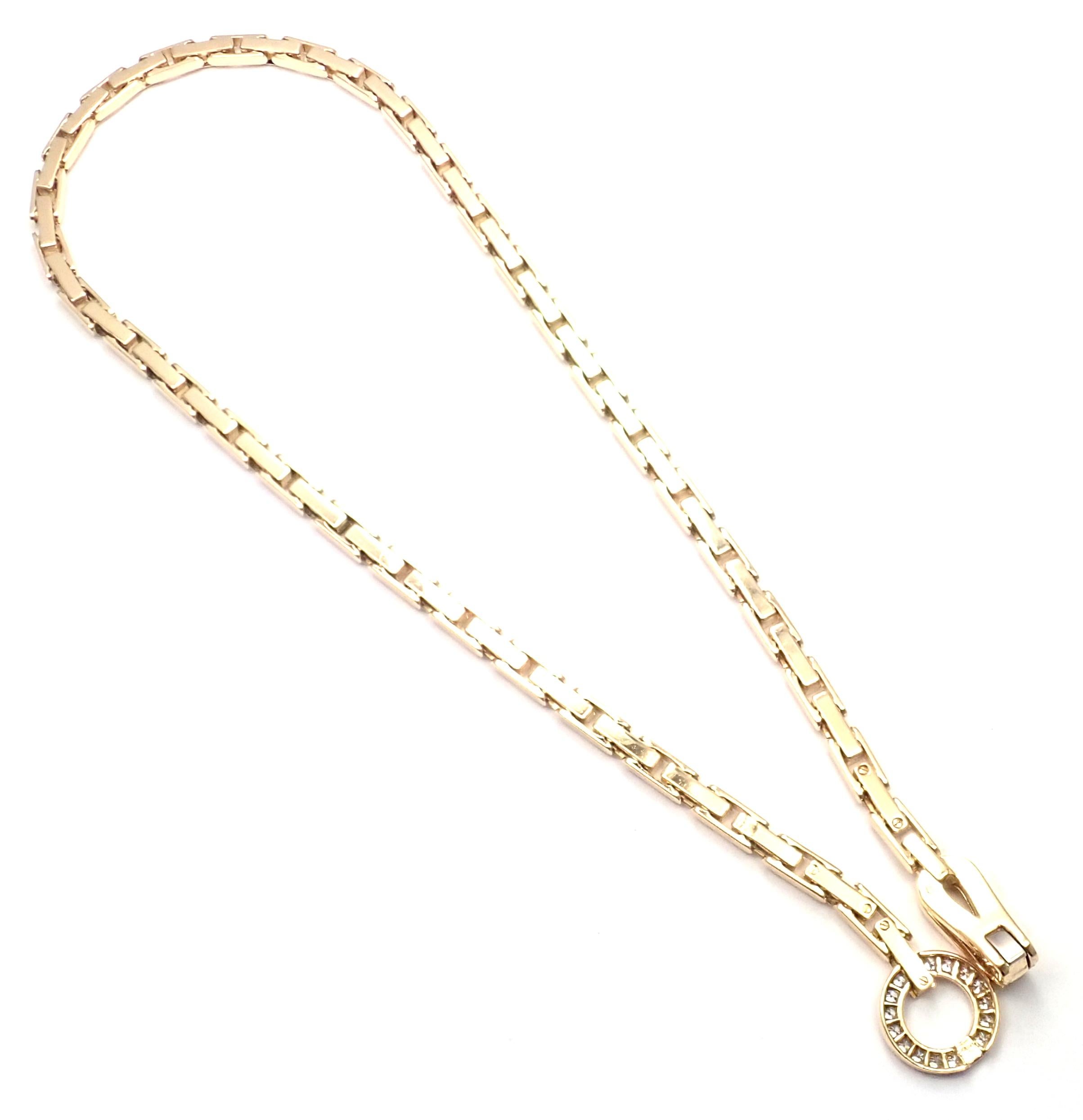 Cartier Agrafe Diamond Yellow Gold Necklace In Excellent Condition In Holland, PA