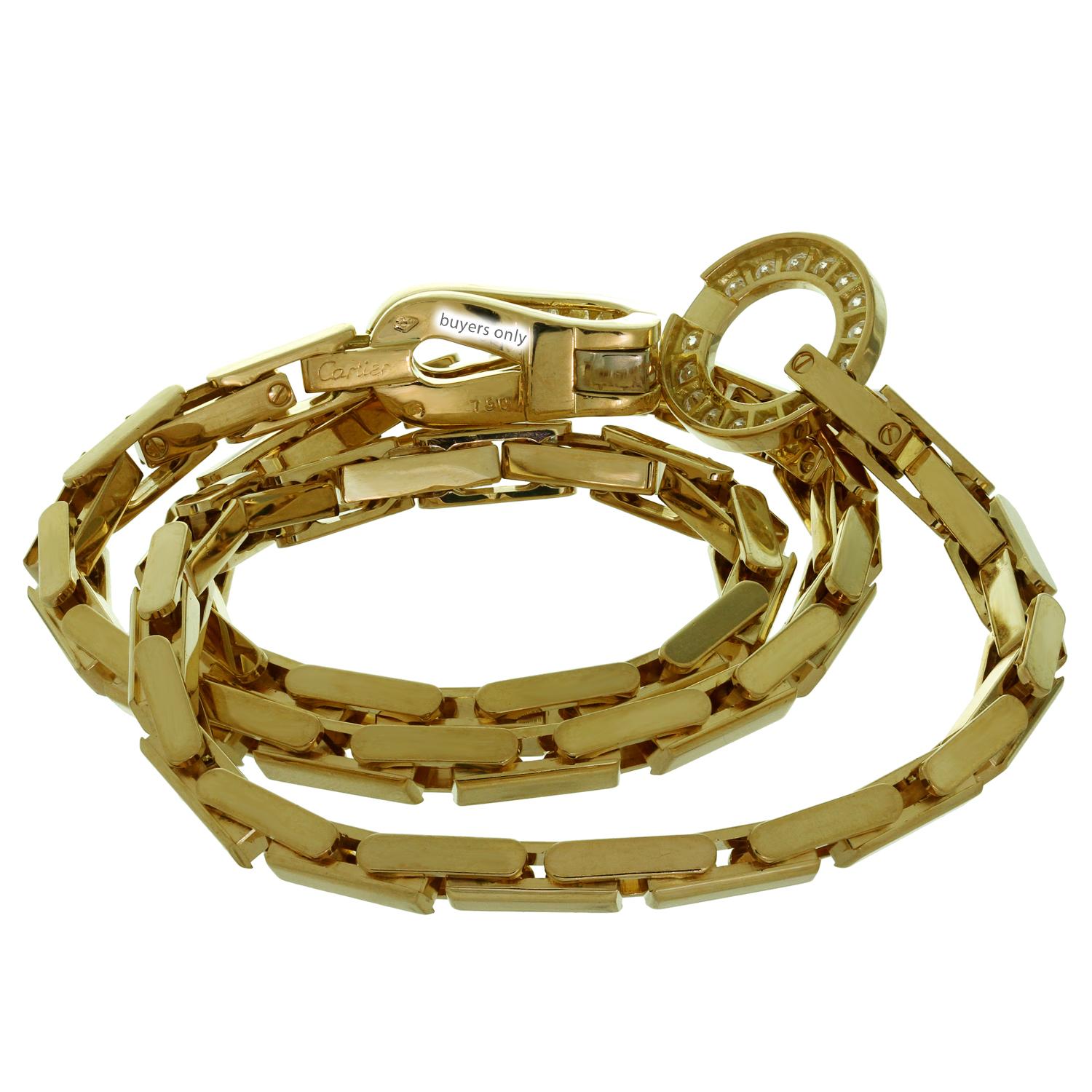 Brilliant Cut Cartier Agrafe Diamond Yellow Gold Necklace