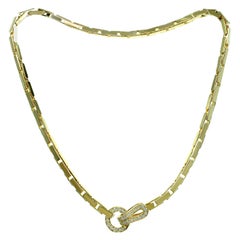 Vintage Cartier Agrafe Diamond Yellow Gold Necklace