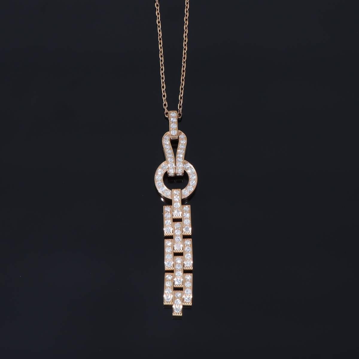 Cartier Agrafe, collier pendentif en or rose 18 carats avec diamants de 1,48 carat en vente 5