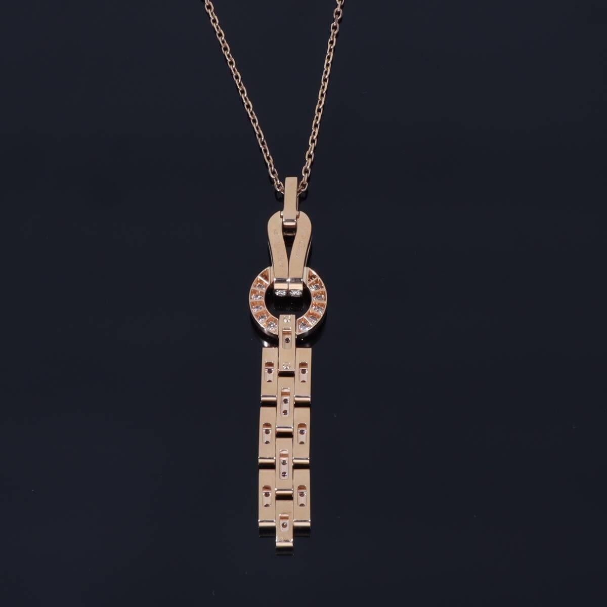 Cartier Agrafe, collier pendentif en or rose 18 carats avec diamants de 1,48 carat en vente 6