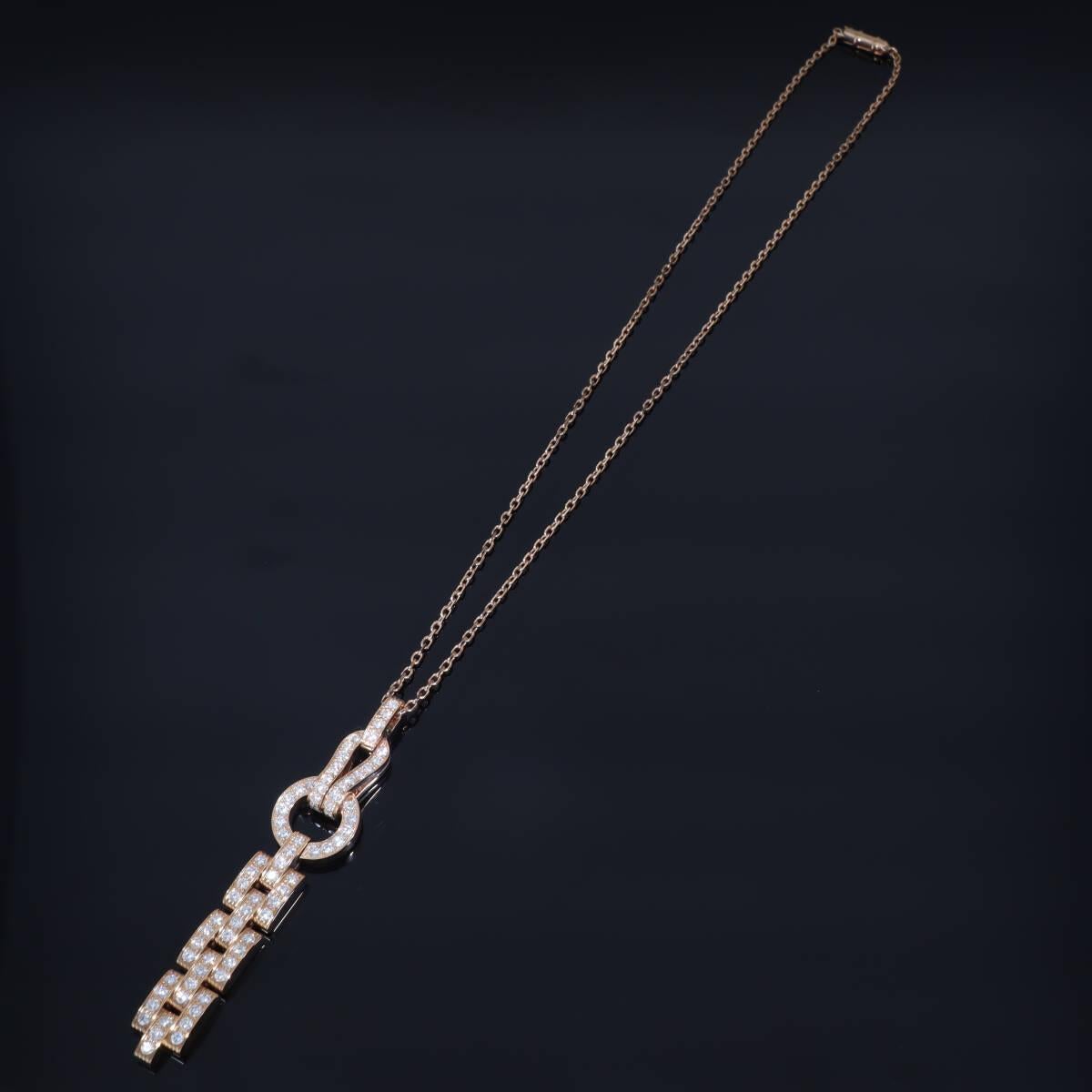 Cartier Agrafe, collier pendentif en or rose 18 carats avec diamants de 1,48 carat en vente 7