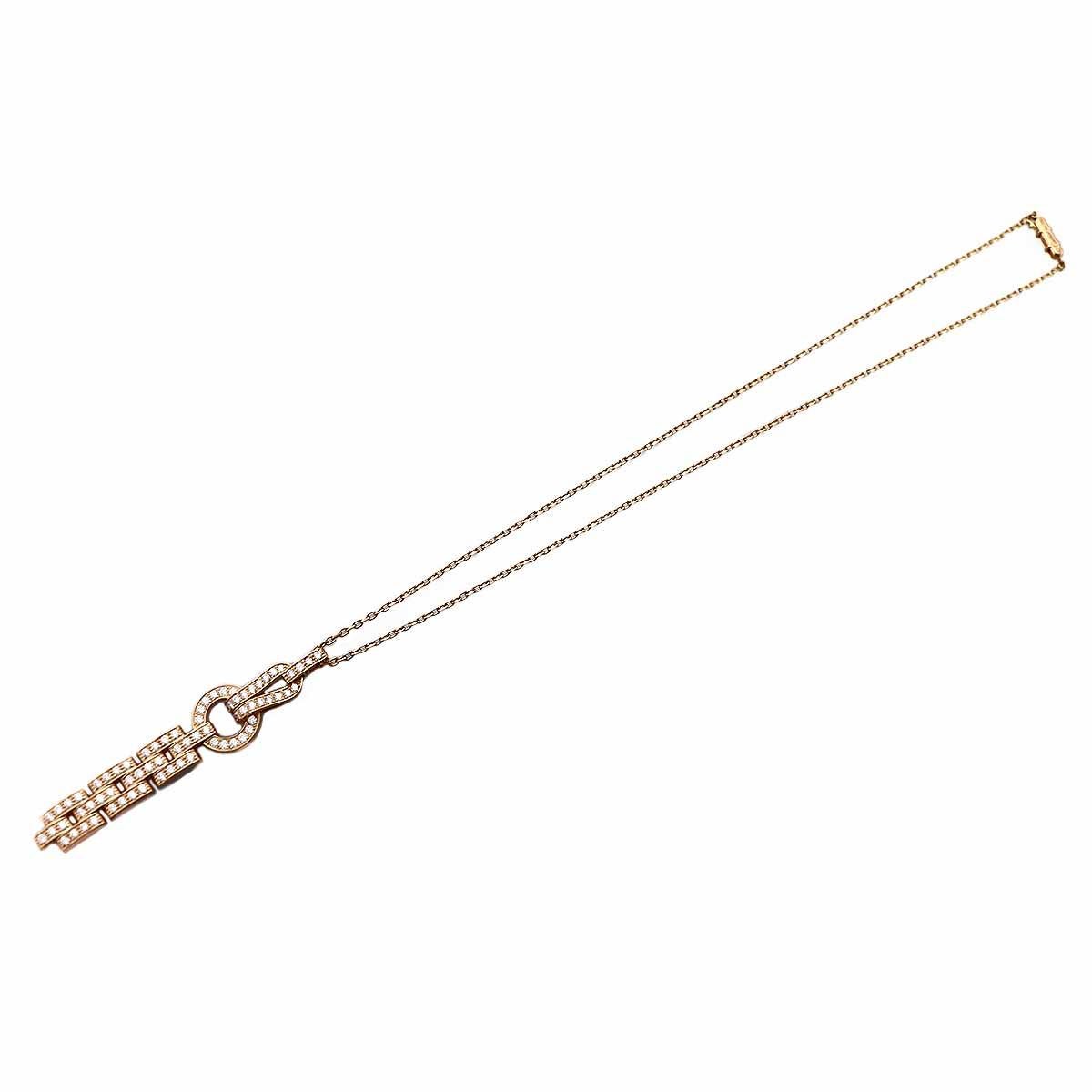 Cartier Agrafe Diamonds 1.48cts 18K Pink Gold Pendant Necklace In Good Condition For Sale In Tokyo, JP