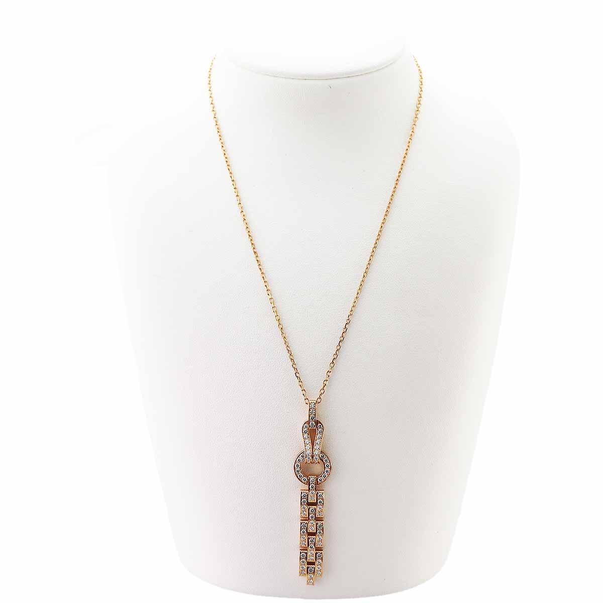 Cartier Agrafe Diamonds 1.48cts 18K Pink Gold Pendant Necklace For Sale 1