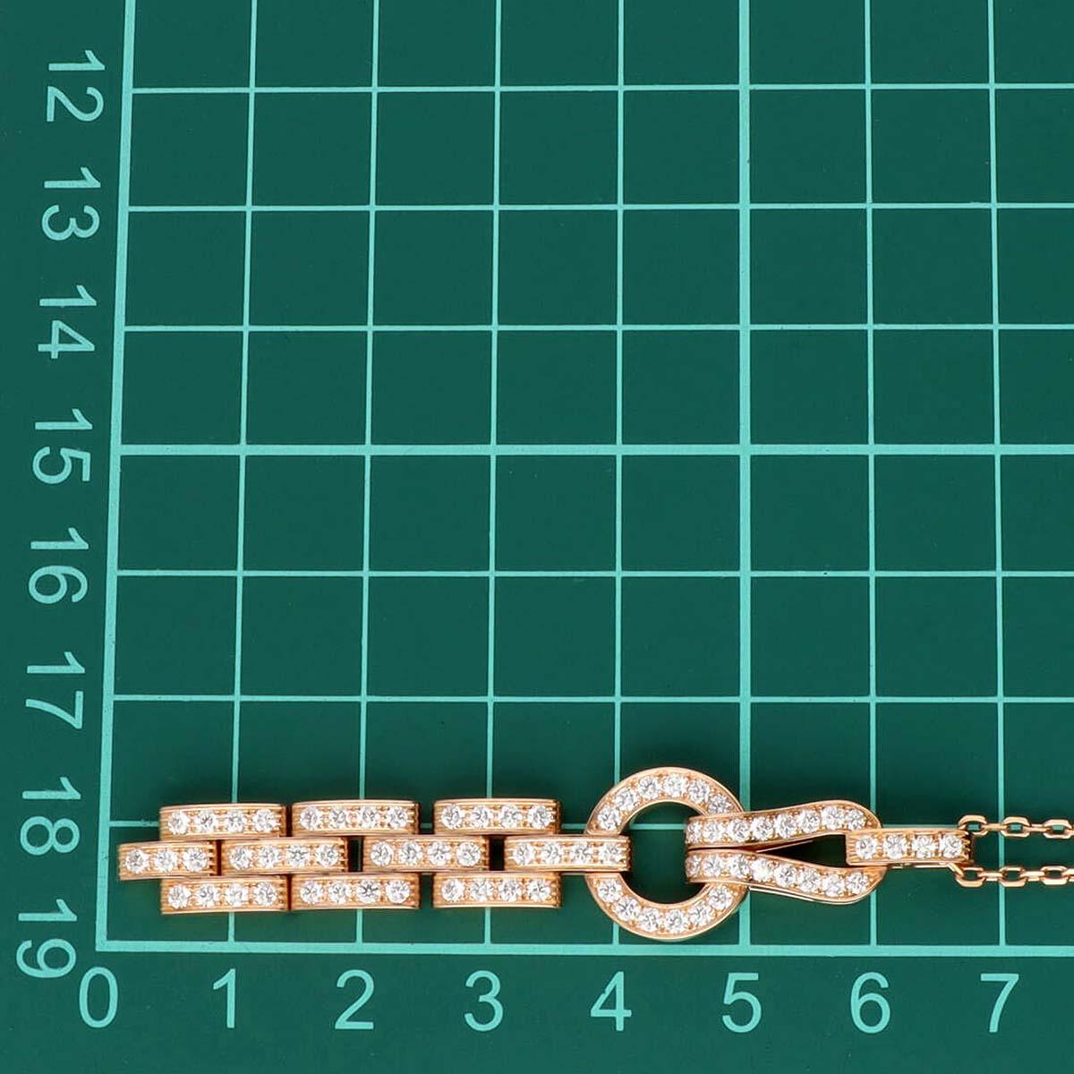 Cartier Agrafe Diamonds 1.48cts 18K Pink Gold Pendant Necklace For Sale 4