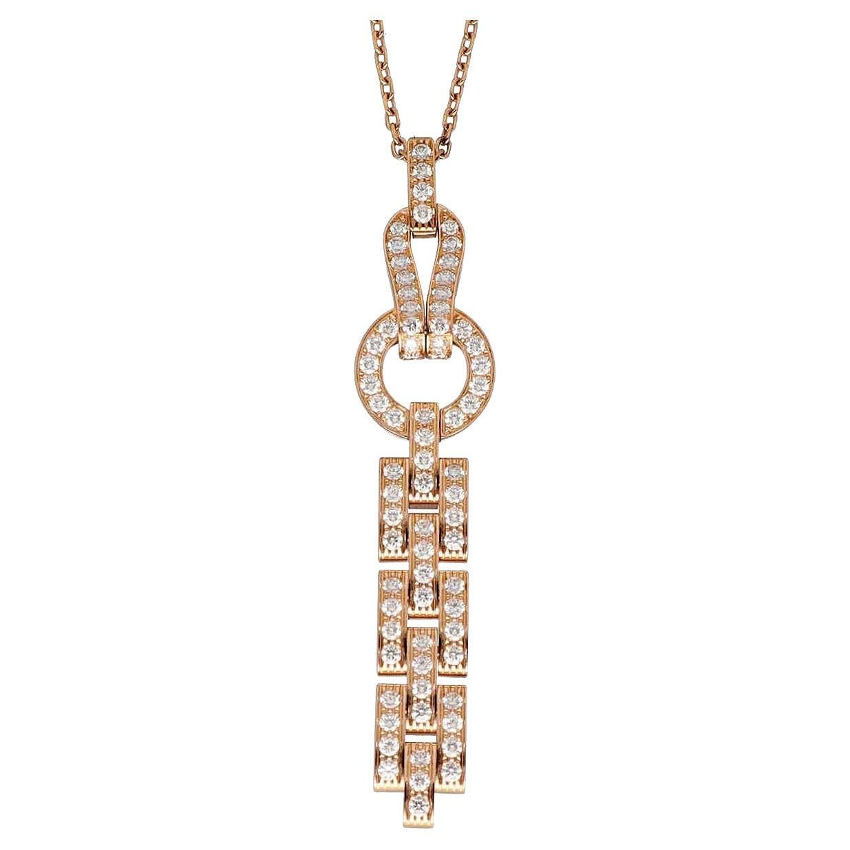 Cartier Agrafe Diamonds 1.48cts 18K Pink Gold Pendant Necklace