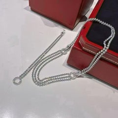 Cartier Agrafe Double-Row Diamond Bracelet in 18k White Gold, Full Pavé