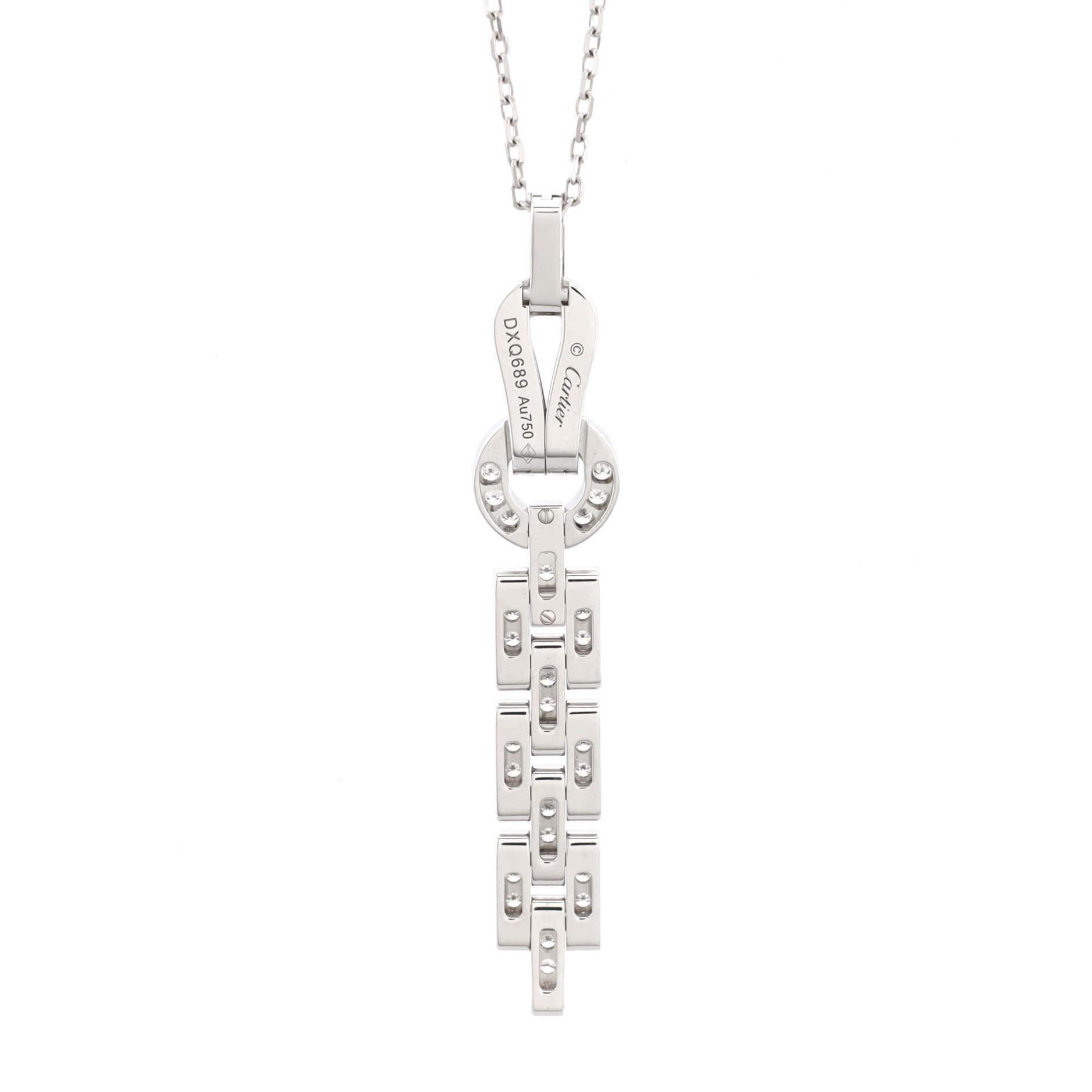 Cartier Agrafe Drop Pendant Necklace 18k White Gold and Diamonds 1