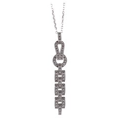 Cartier Agrafe Drop Pendant Necklace 18k White Gold and Diamonds