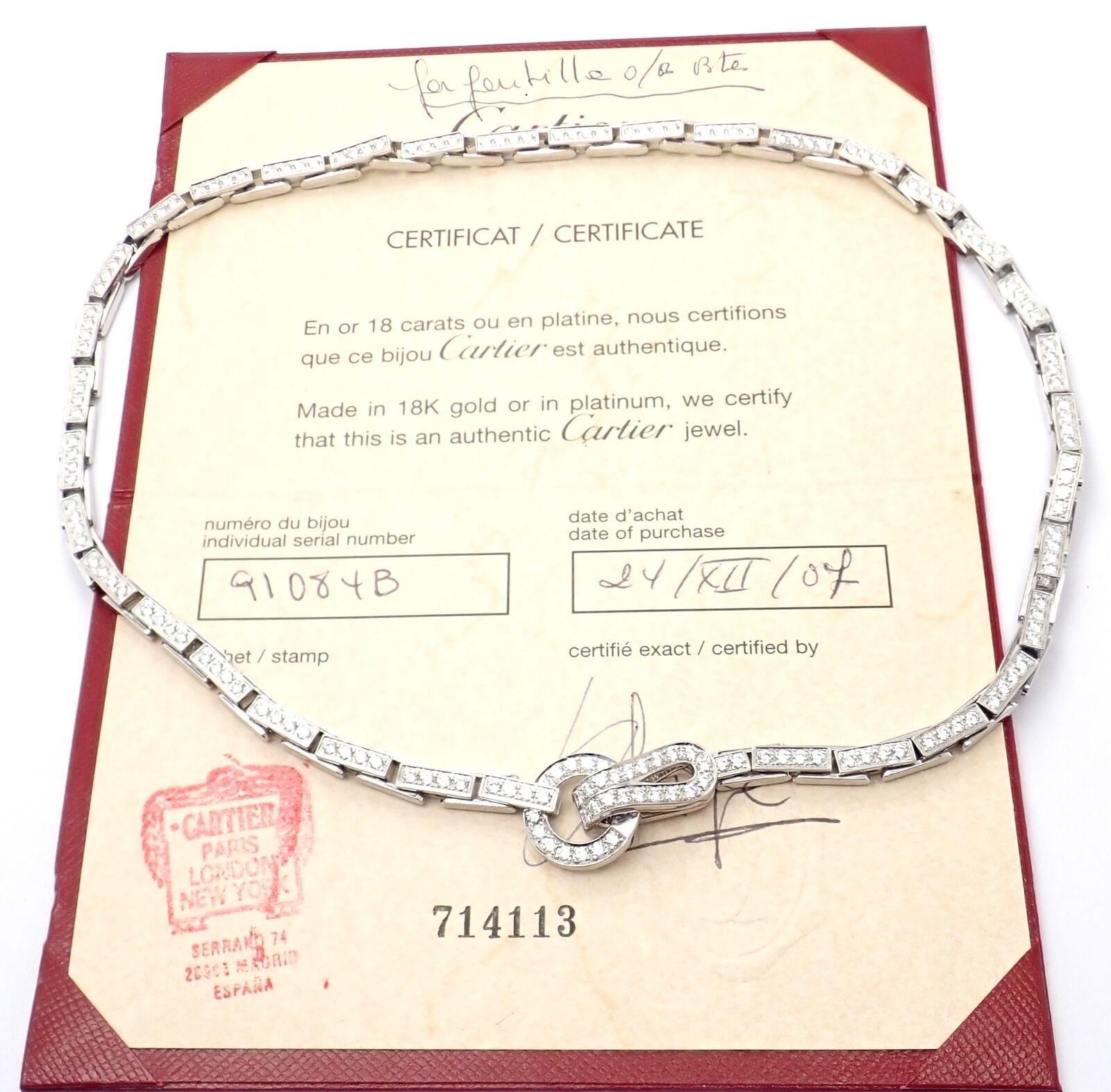 Cartier Agrafe Full Diamond Link White Gold Necklace Certificate For Sale 7