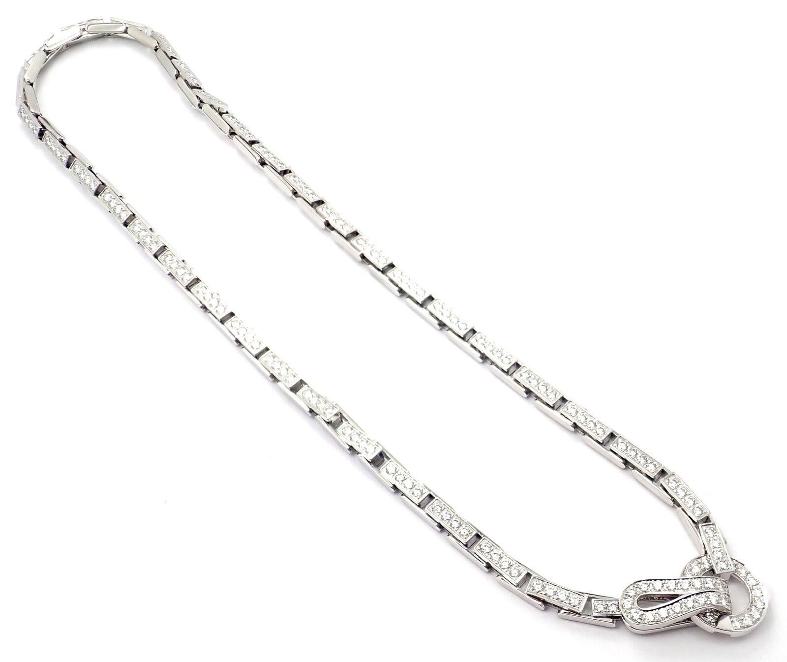 Brilliant Cut Cartier Agrafe Full Diamond Link White Gold Necklace Certificate For Sale