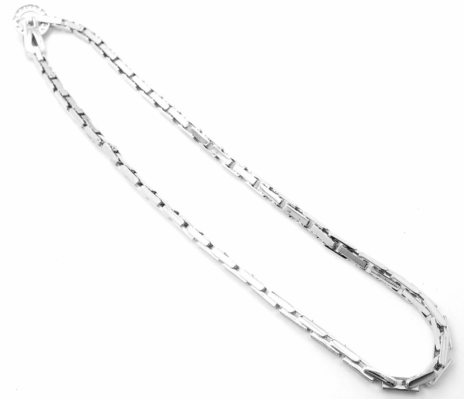 Cartier Agrafe Full Diamond Link White Gold Necklace Certificate In Excellent Condition For Sale In Holland, PA