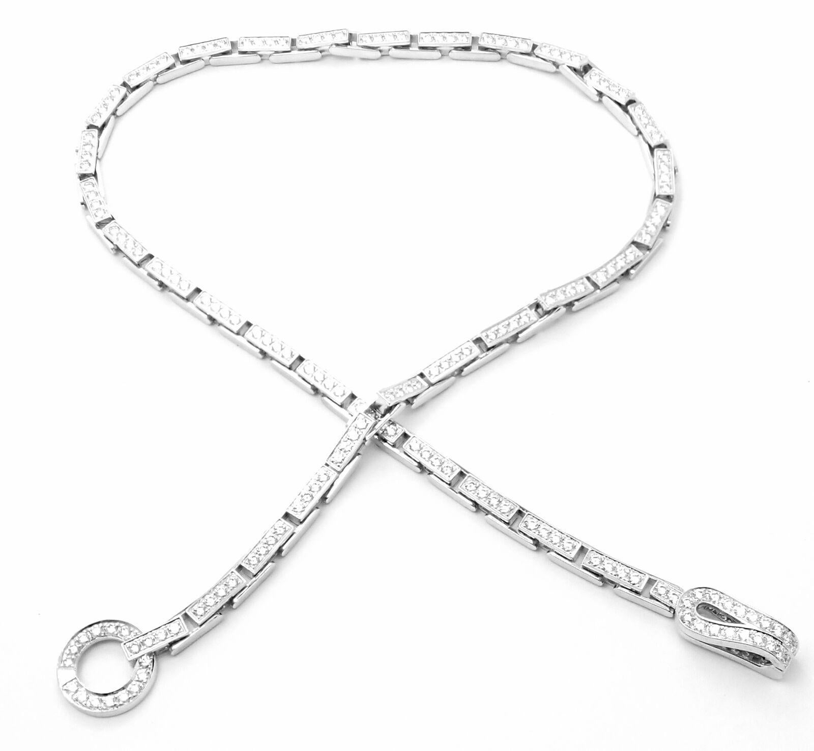 Cartier Agrafe Full Diamond Link White Gold Necklace Certificate For Sale 3