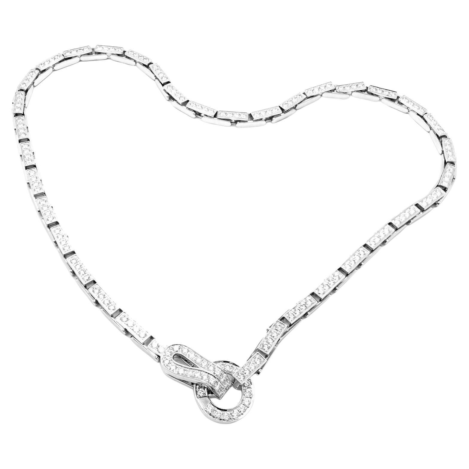 Cartier Agrafe Full Diamond Link White Gold Necklace Certificate For Sale