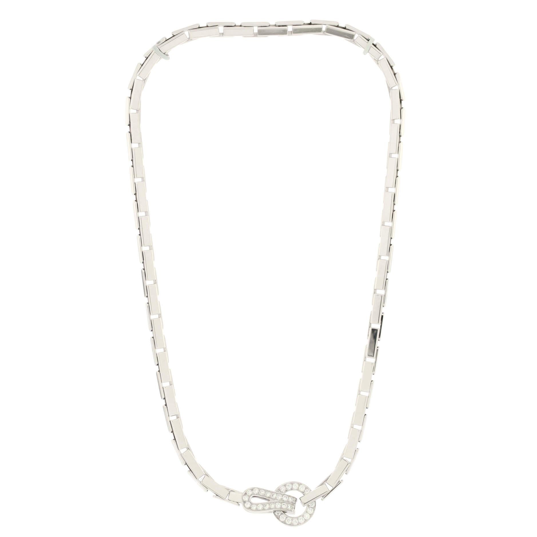 Cartier Agrafe Necklace 18K White Gold with Diamonds In Good Condition For Sale In New York, NY