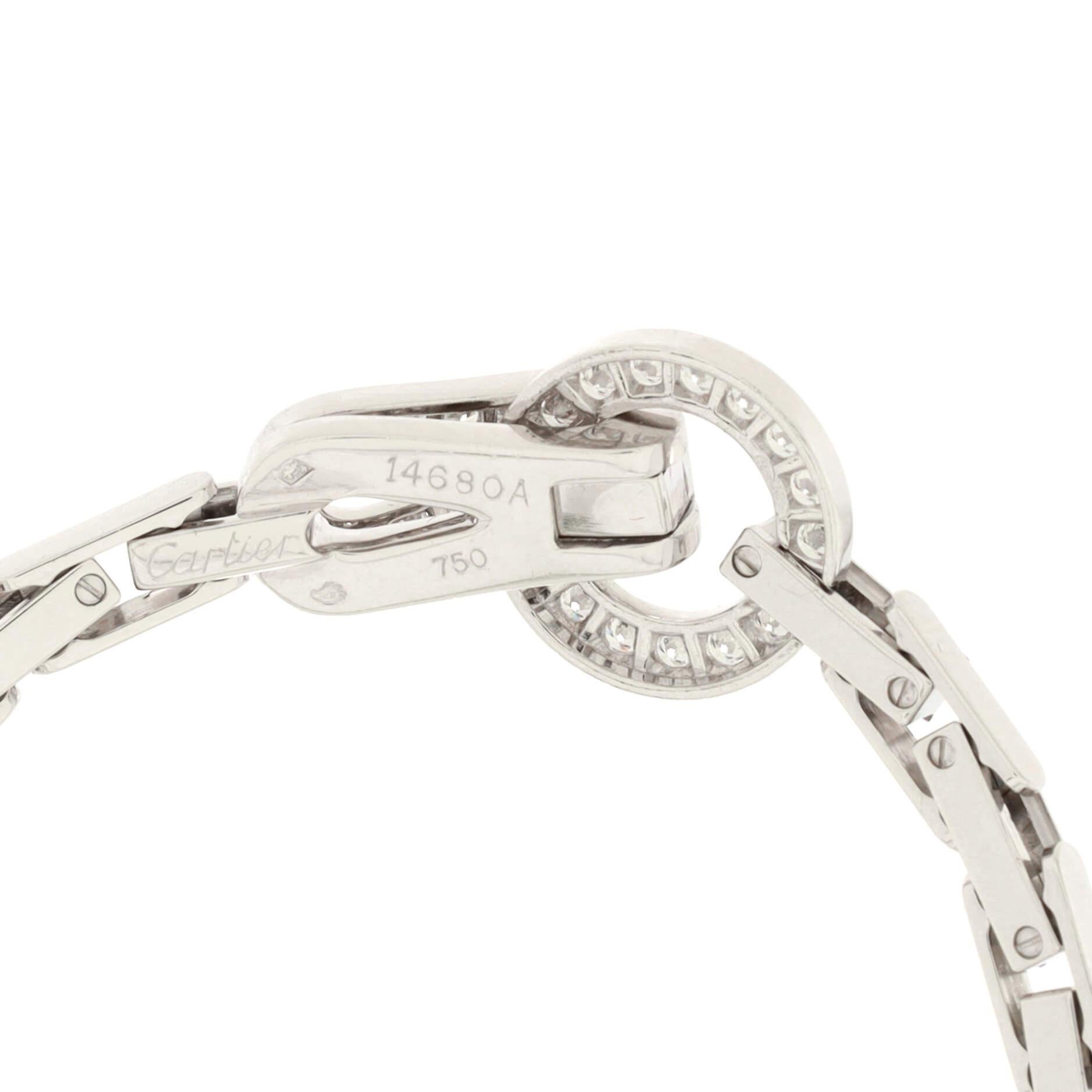 Women's or Men's Cartier Agrafe Necklace 18K White Gold with Diamonds For Sale