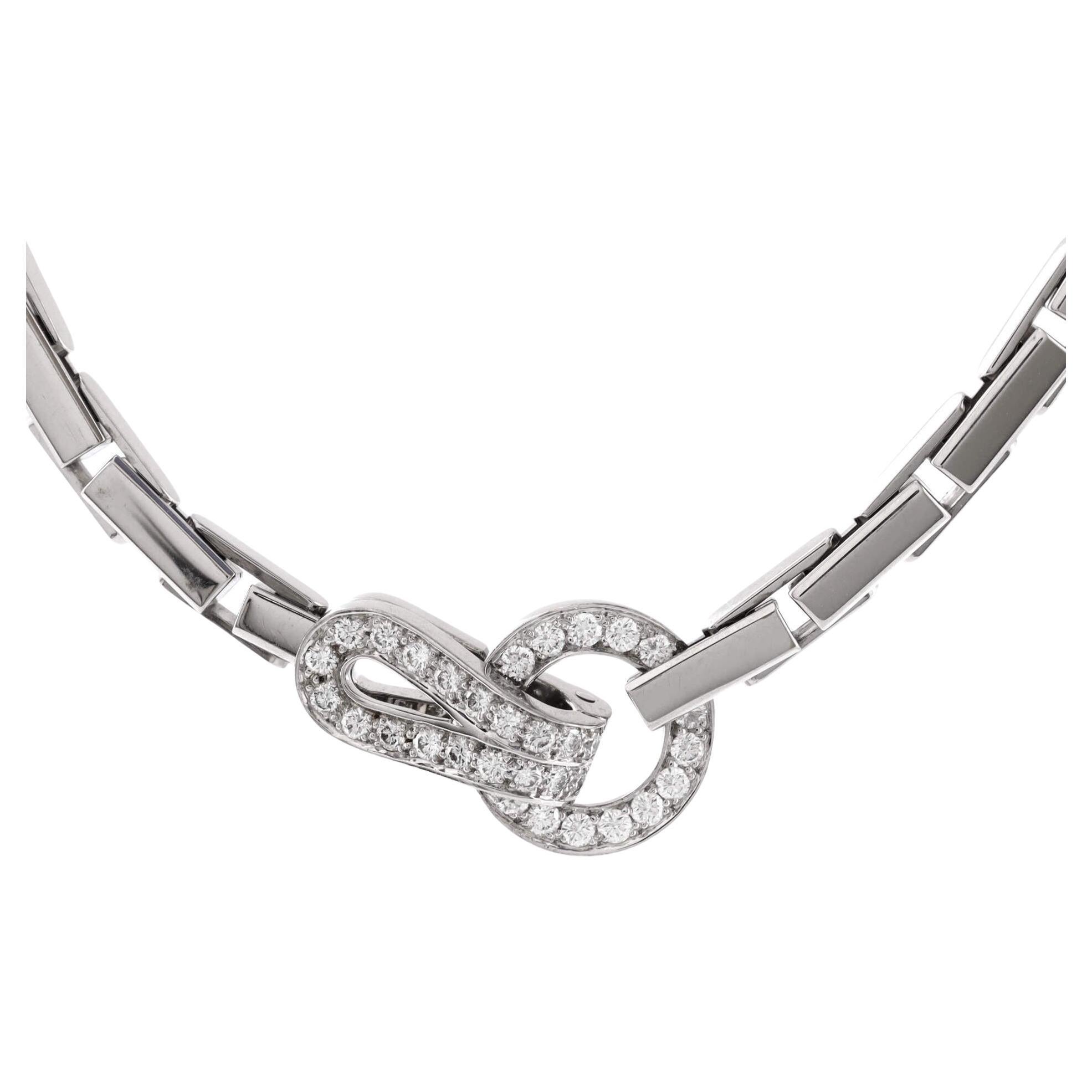 Cartier Agrafe Necklace 18K White Gold with Diamonds For Sale