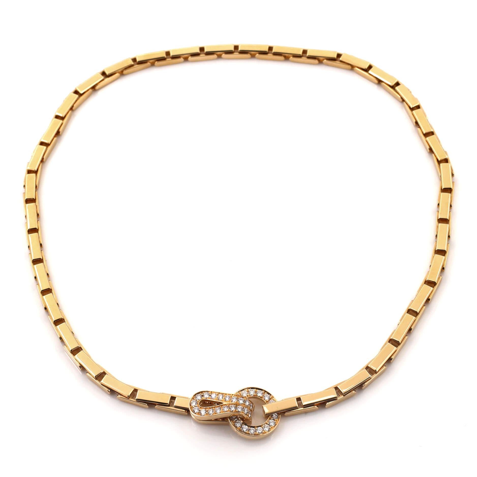 Cartier Agrafe Necklace 18K Yellow Gold and Diamonds In Good Condition In New York, NY