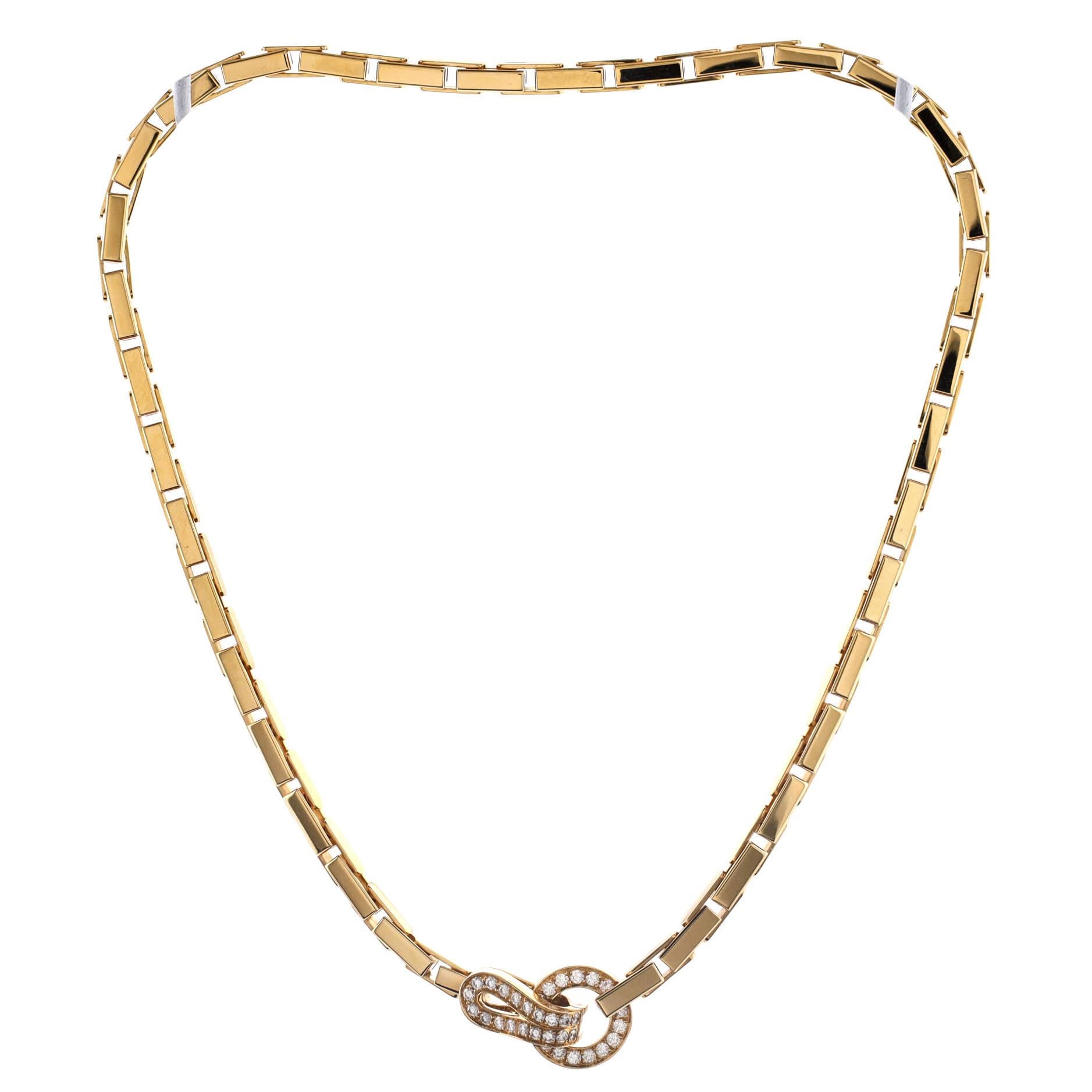 Women's Cartier Agrafe Necklace 18K Yellow Gold and Diamonds