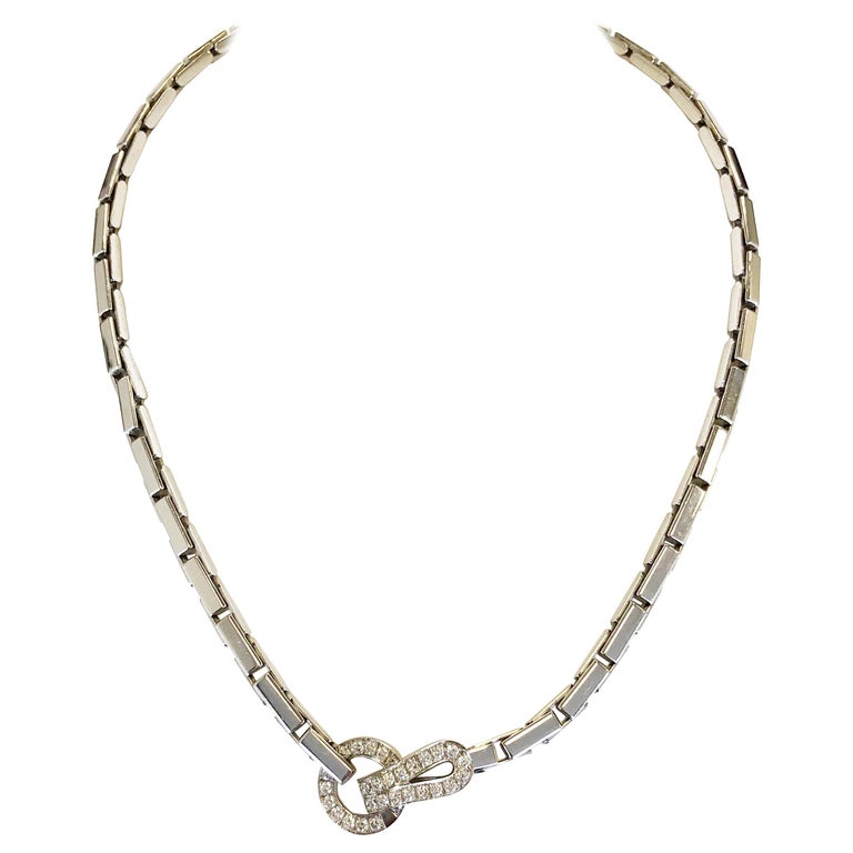 Cartier Agrafe Necklace with Diamonds in 18 Karat White Gold at 1stDibs