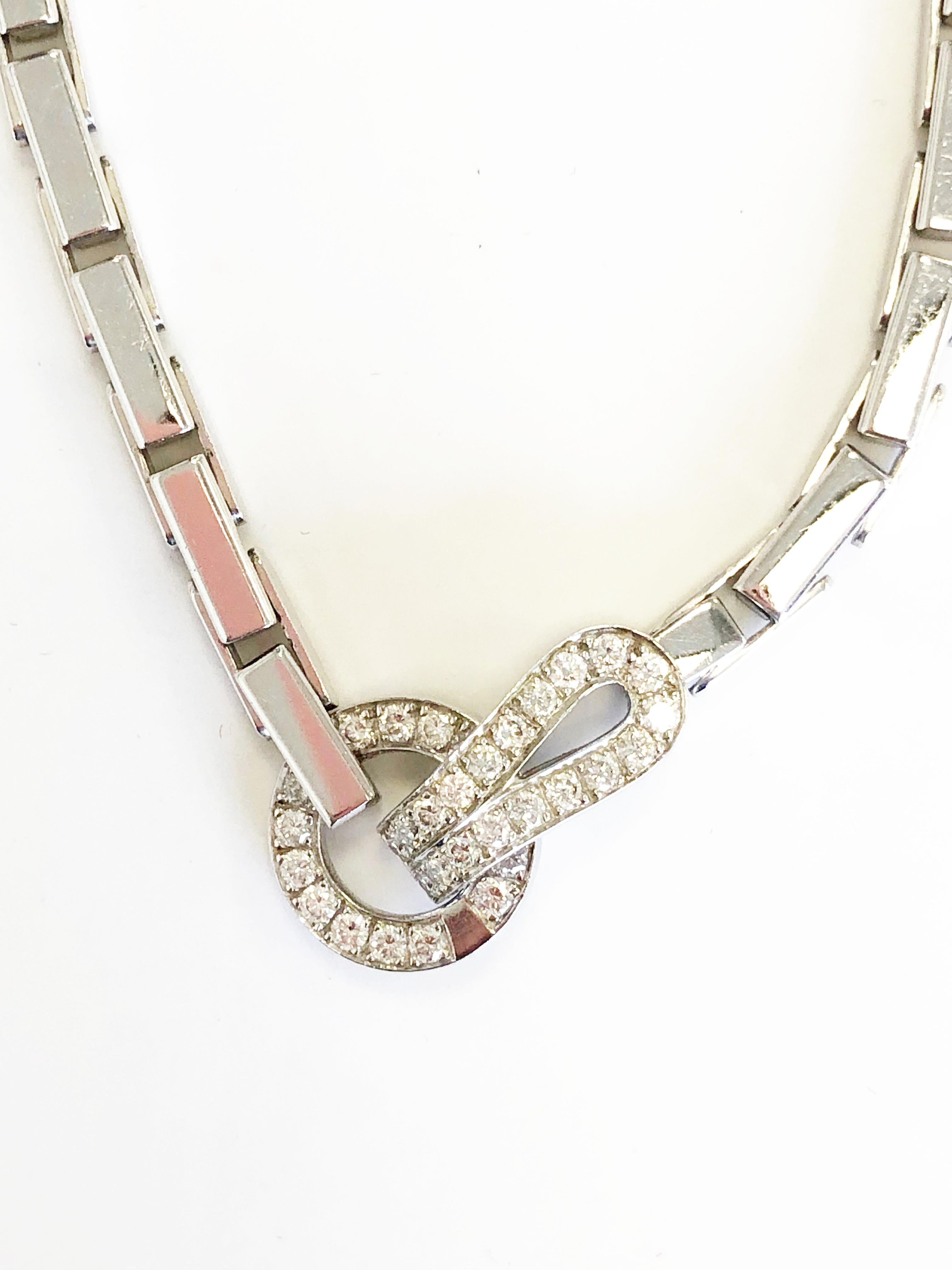 Cartier Agrafe Necklace with Diamonds in 18 Karat White Gold In Excellent Condition In Los Angeles, CA