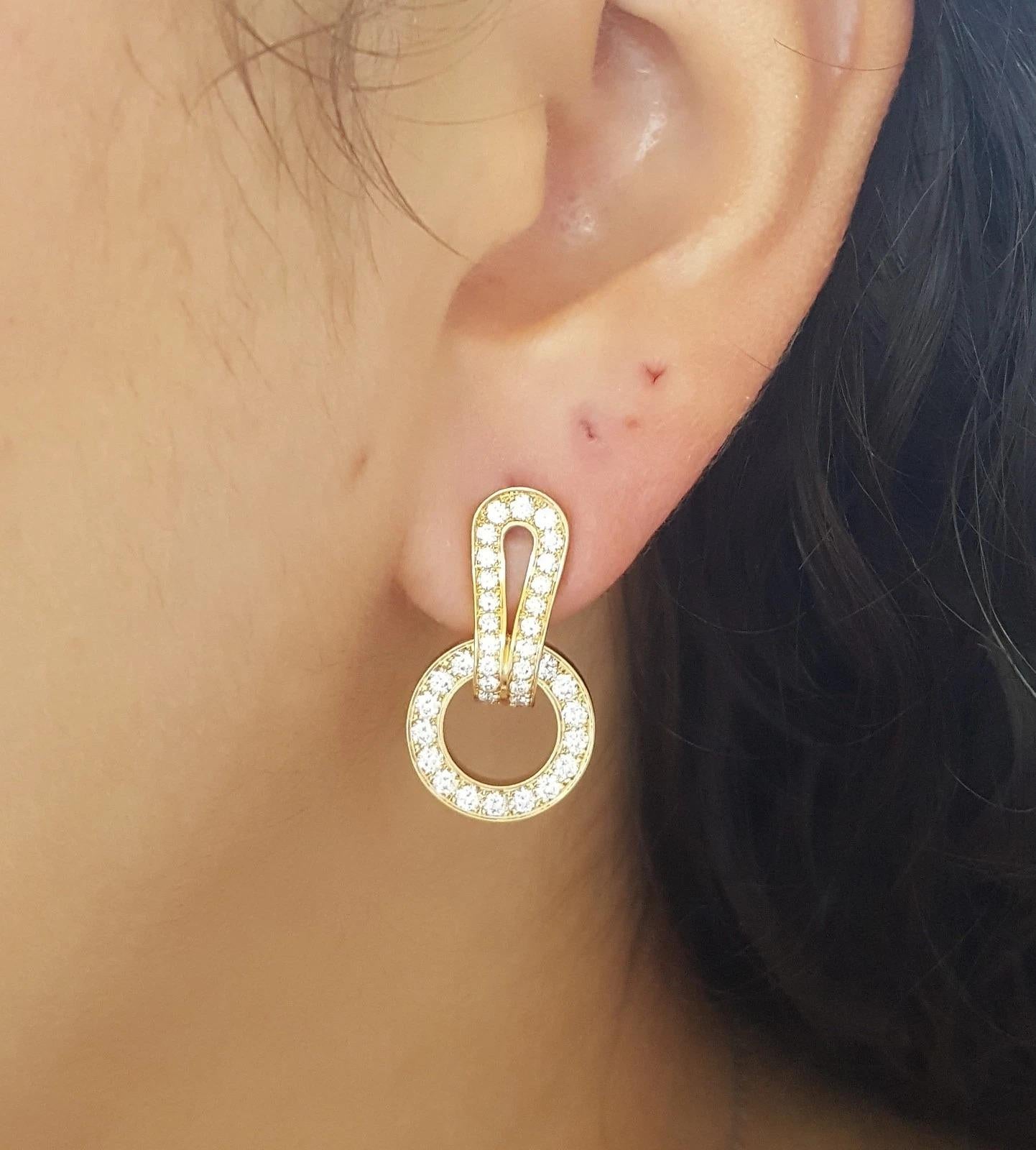 Taglio brillante Orecchini di diamanti Cartier Agrafe Pavé in oro giallo 18 carati - 1,24 carati in vendita