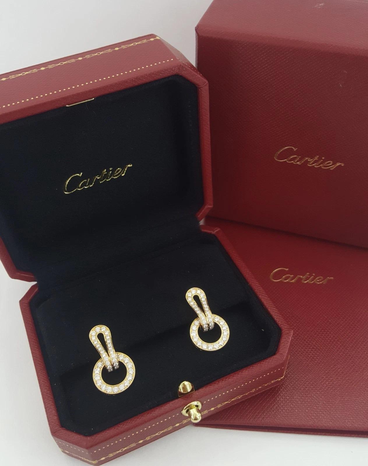 Orecchini di diamanti Cartier Agrafe Pavé in oro giallo 18 carati - 1,24 carati In condizioni ottime in vendita a Chicago, IL