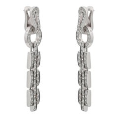 Cartier Agrafe Paved Diamond Long Drop Earrings 18K White Gold 2.77Ctw