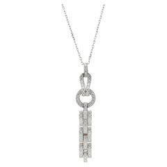 Cartier Agrafe Paved Diamond Pendant Necklace 18K White Gold 1.48Ctw
