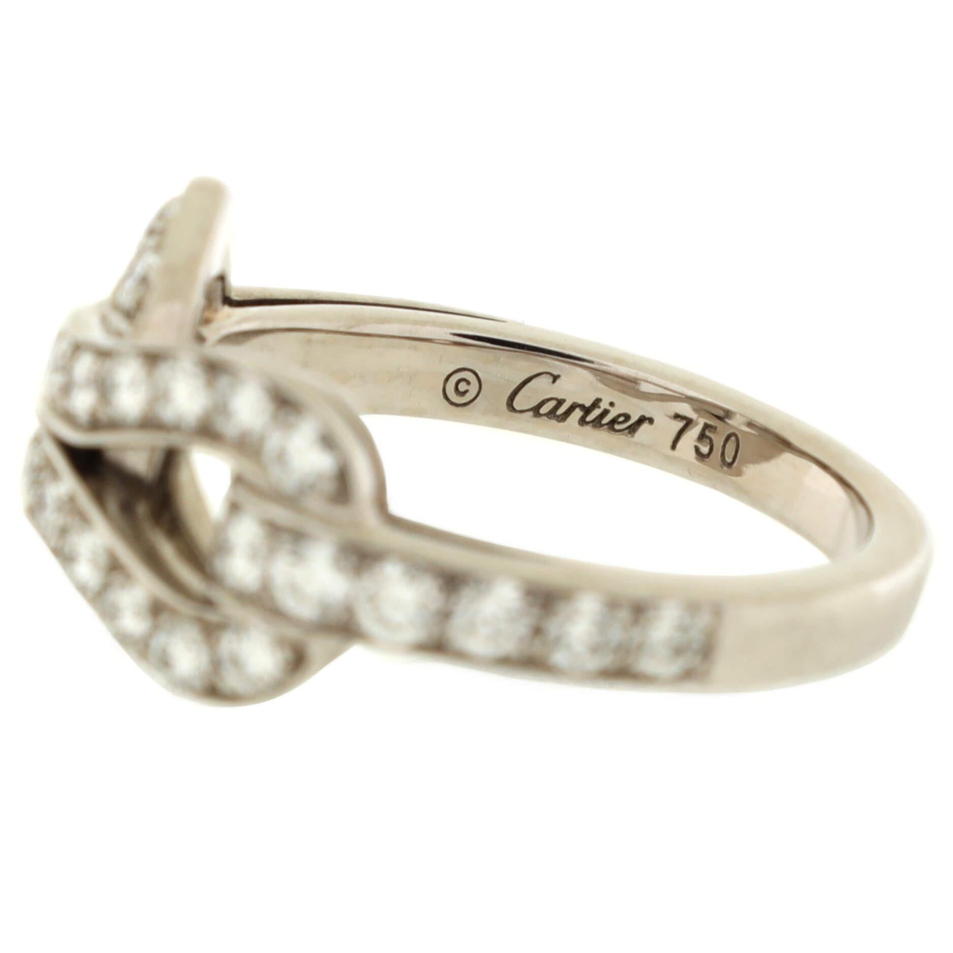 Women's or Men's Cartier Agrafe Ring 18K White Gold and Diamonds Small For Sale
