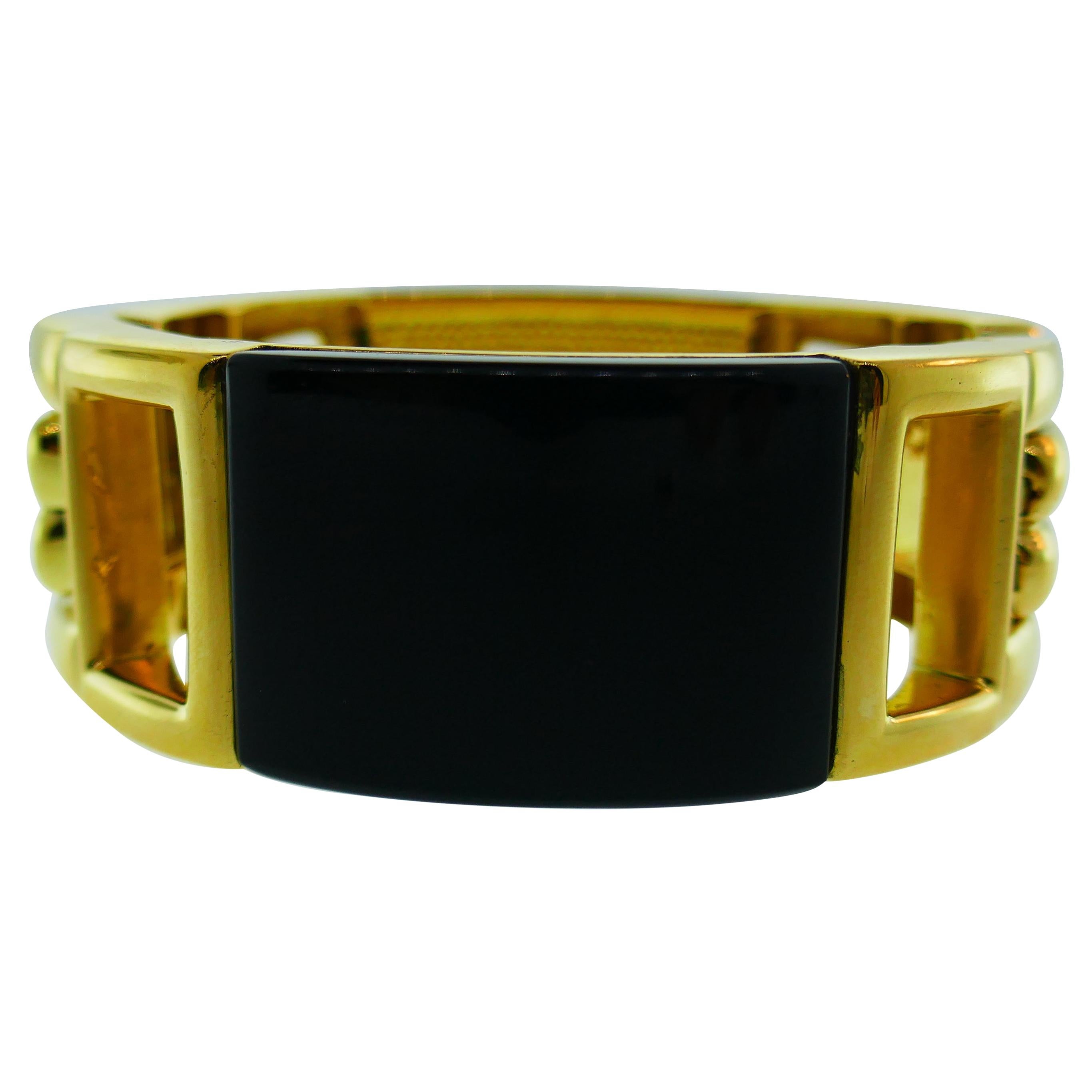 Cartier Aldo Cipullo 18 Karat Yellow Gold and Onyx Bracelet, circa 1970s