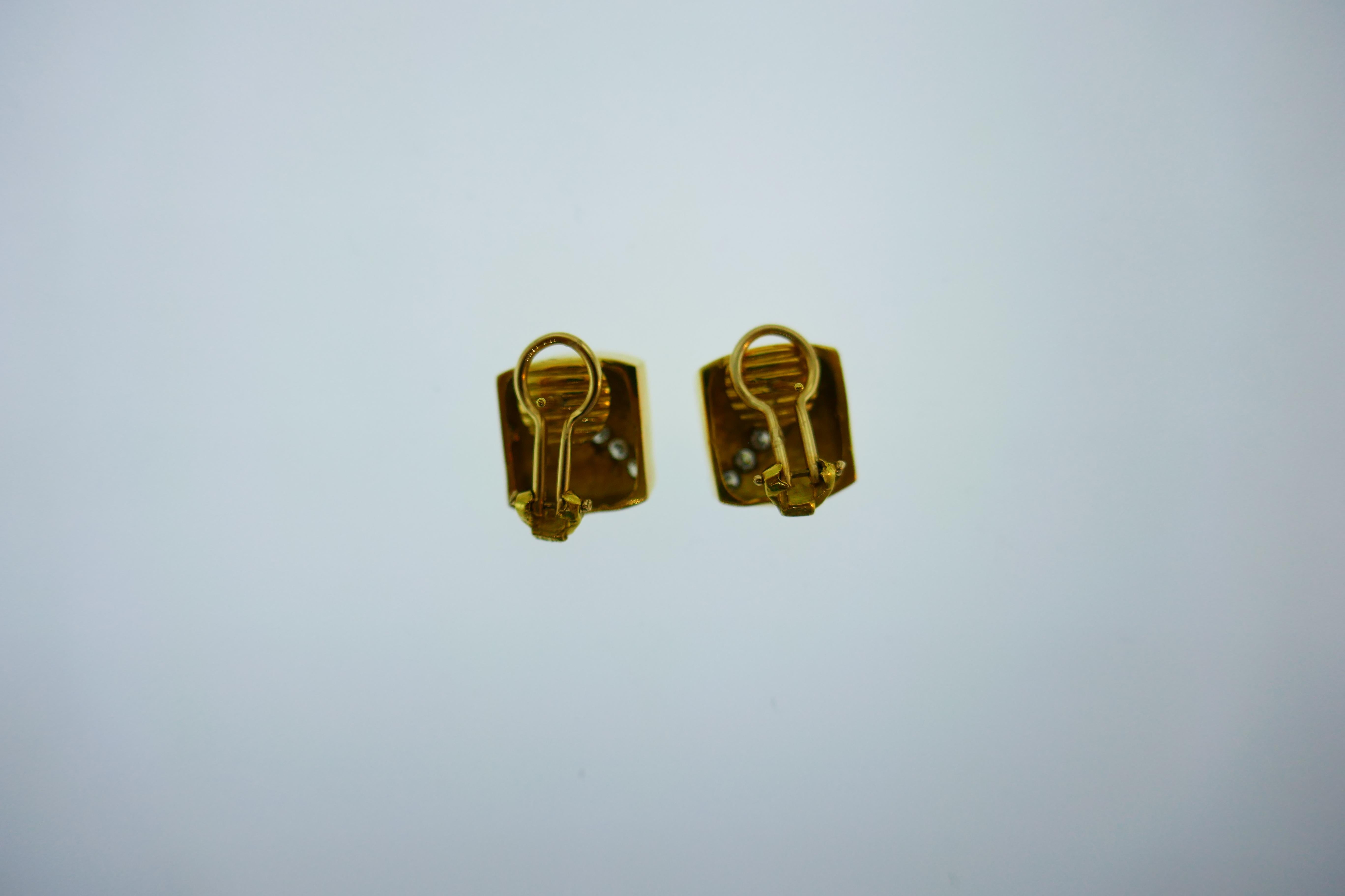 Cartier Aldo Cipullo 18 Karat Yellow Gold & Diamond Earrings circa 1971 Vintage In Excellent Condition In Beverly Hills, CA