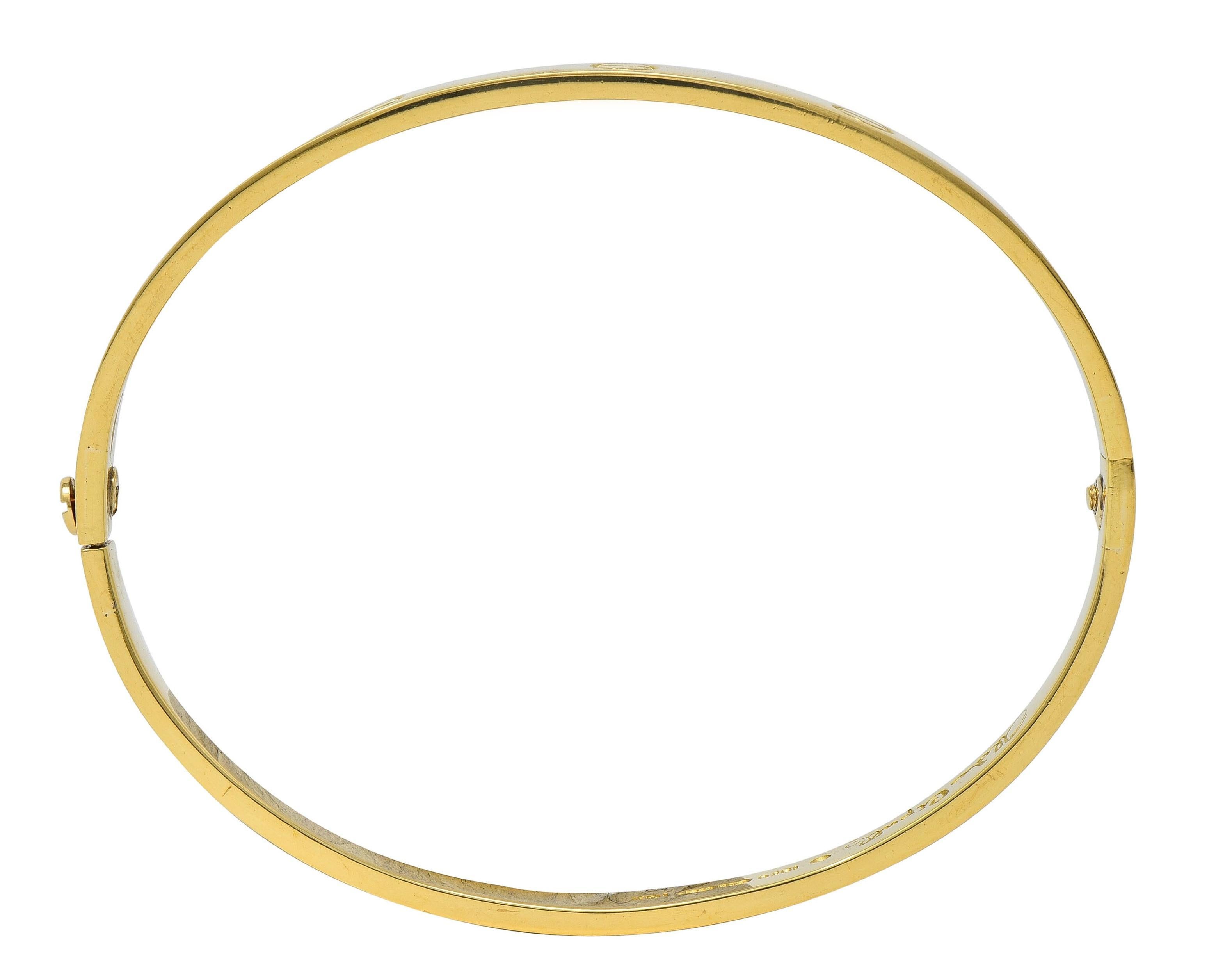 Cartier Aldo Cipullo 1970 18 Karat Yellow Gold Vintage Love Bangle Bracelet For Sale 8