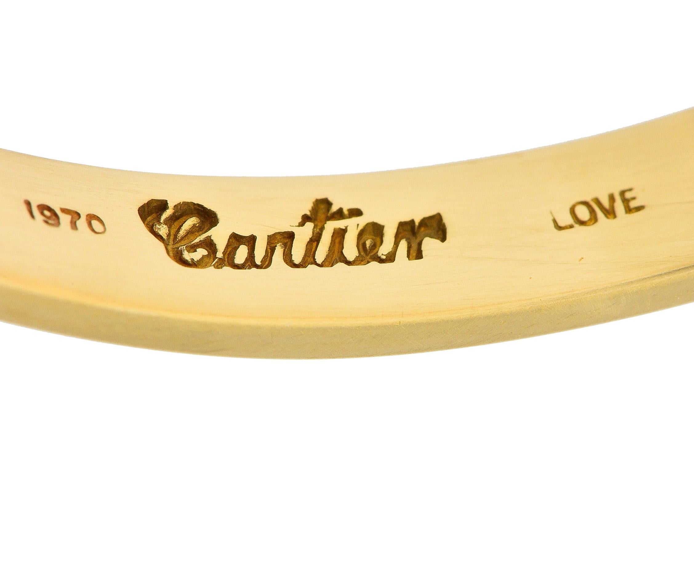 Cartier Aldo Cipullo 1970s 18 Karat Yellow Gold Love Bangle Bracelet For Sale 4