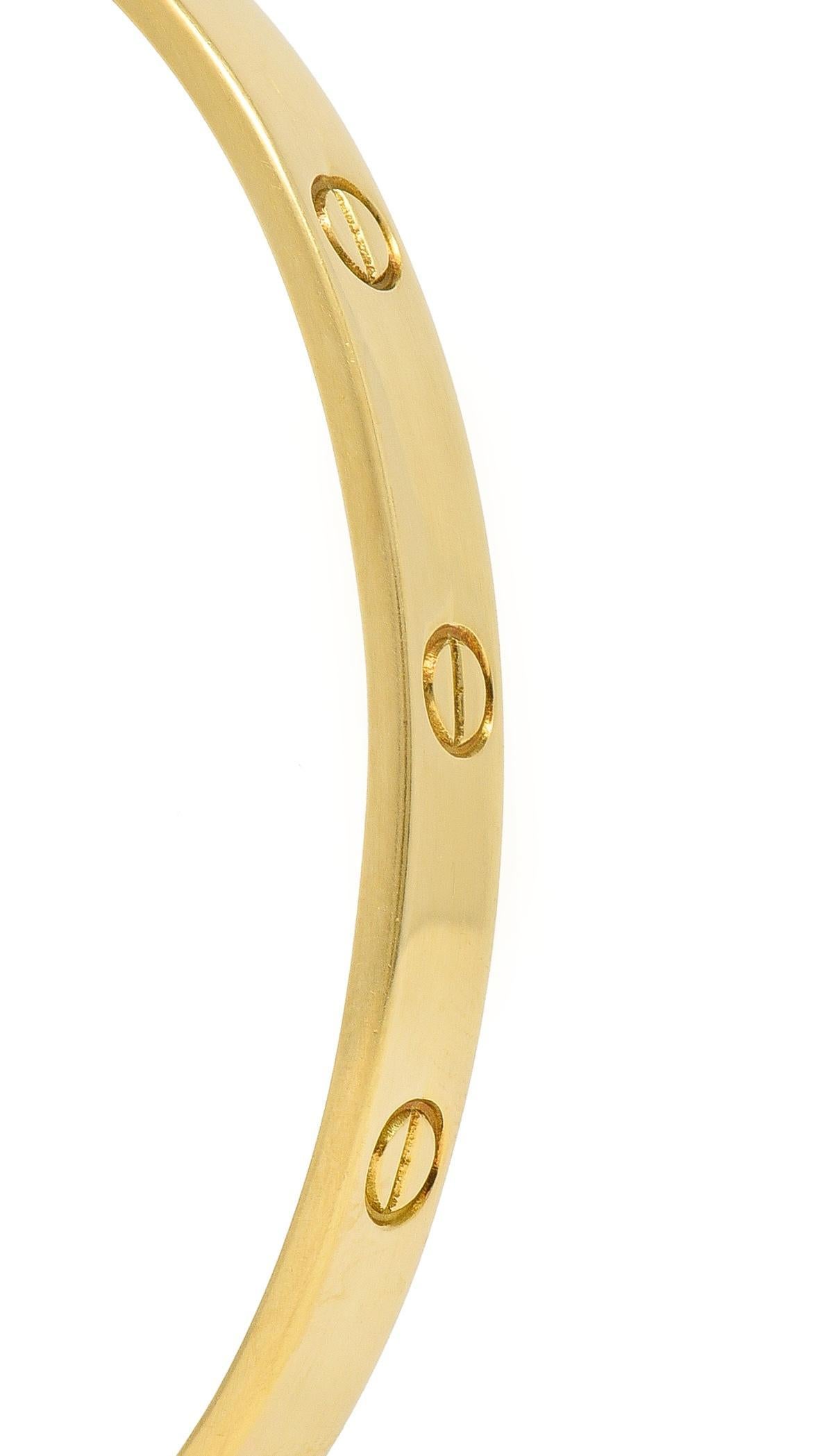 Cartier Aldo Cipullo 1970s 18 Karat Yellow Gold Love Bangle Bracelet For Sale 5