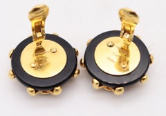 CARTIER Aldo Cipullo 1973 Boucles d'oreilles géométriques vintage en or 18 carats avec onyx