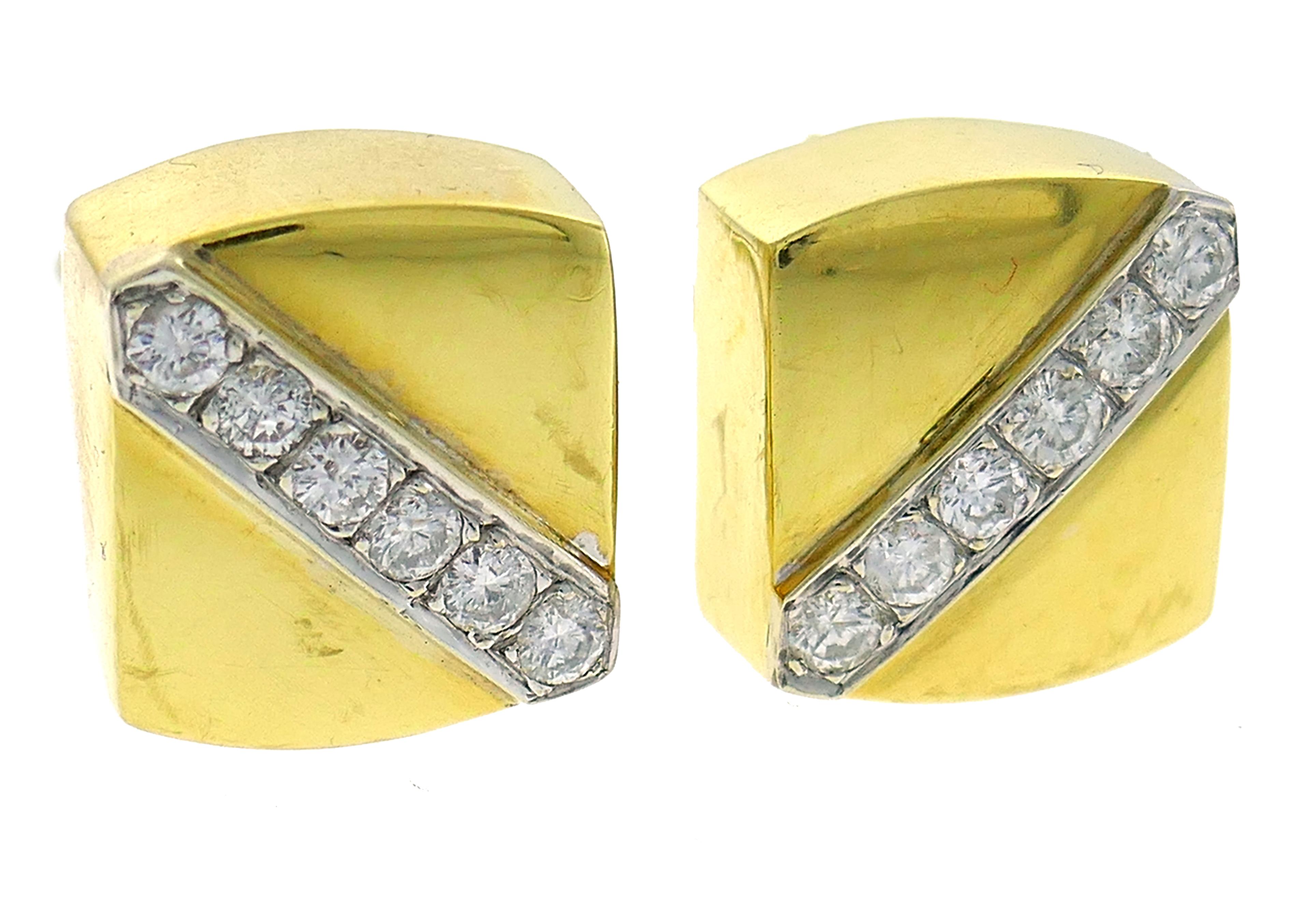 Cartier Aldo Cipullo Diamond Yellow Gold Earrings, 1971 In Good Condition In Beverly Hills, CA
