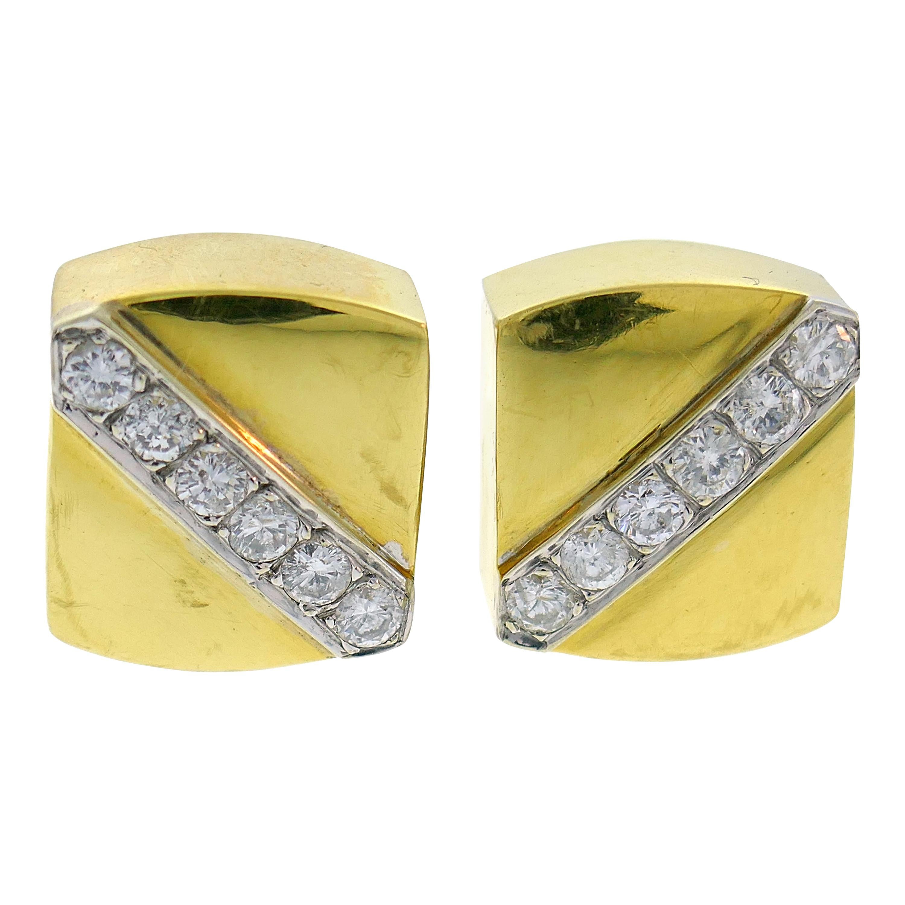 Cartier Aldo Cipullo Diamond Yellow Gold Earrings, 1971