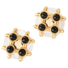 Vintage Cartier Aldo Cipullo Gold Mother-of-Pearl Onyx Earrings