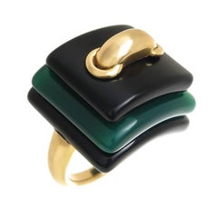 Vintage Cartier Aldo Cipullo Large Gold and Stone Ring