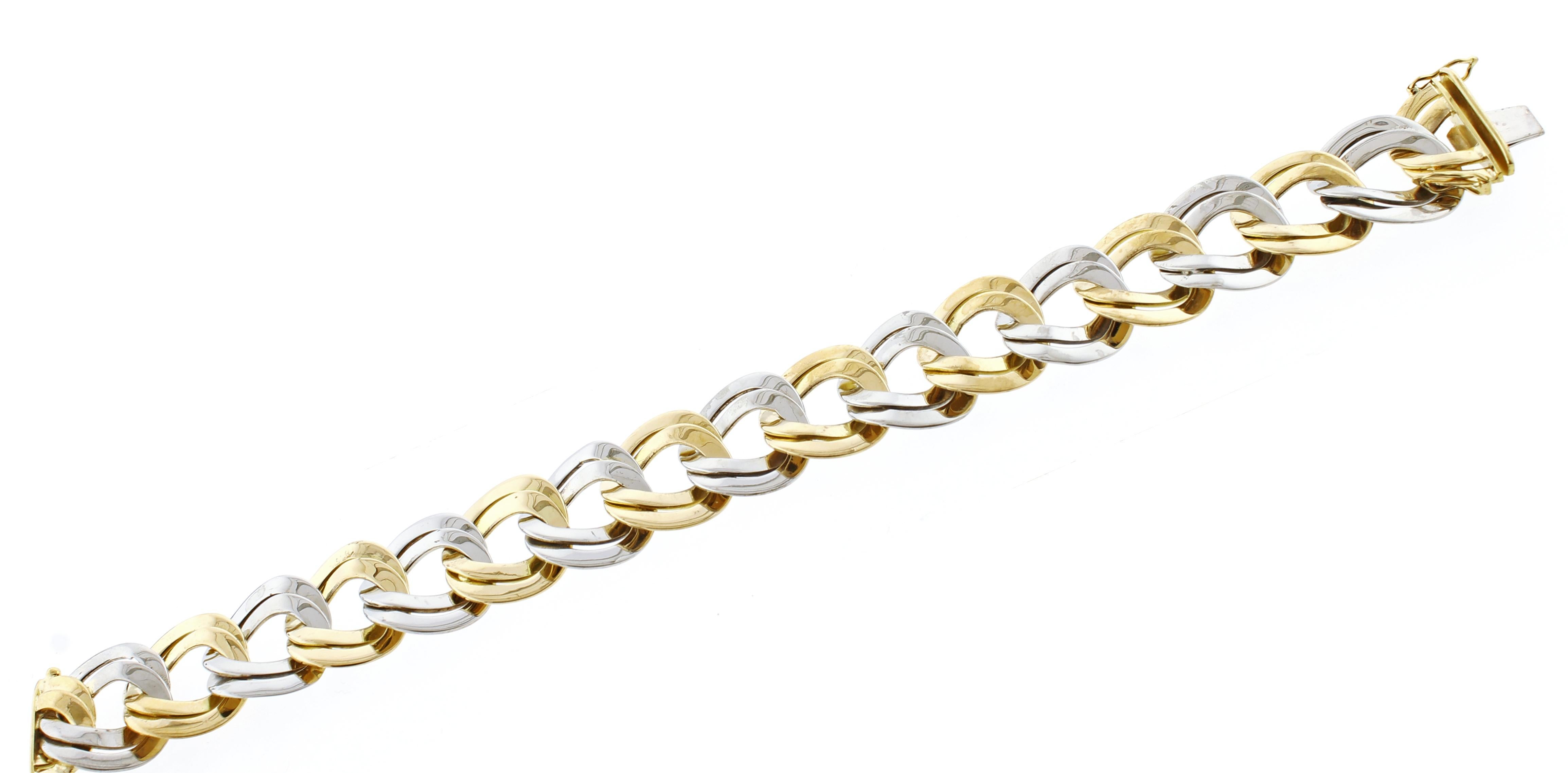 Cartier Alternating White and Gold Link Bracelet In Excellent Condition In Bethesda, MD