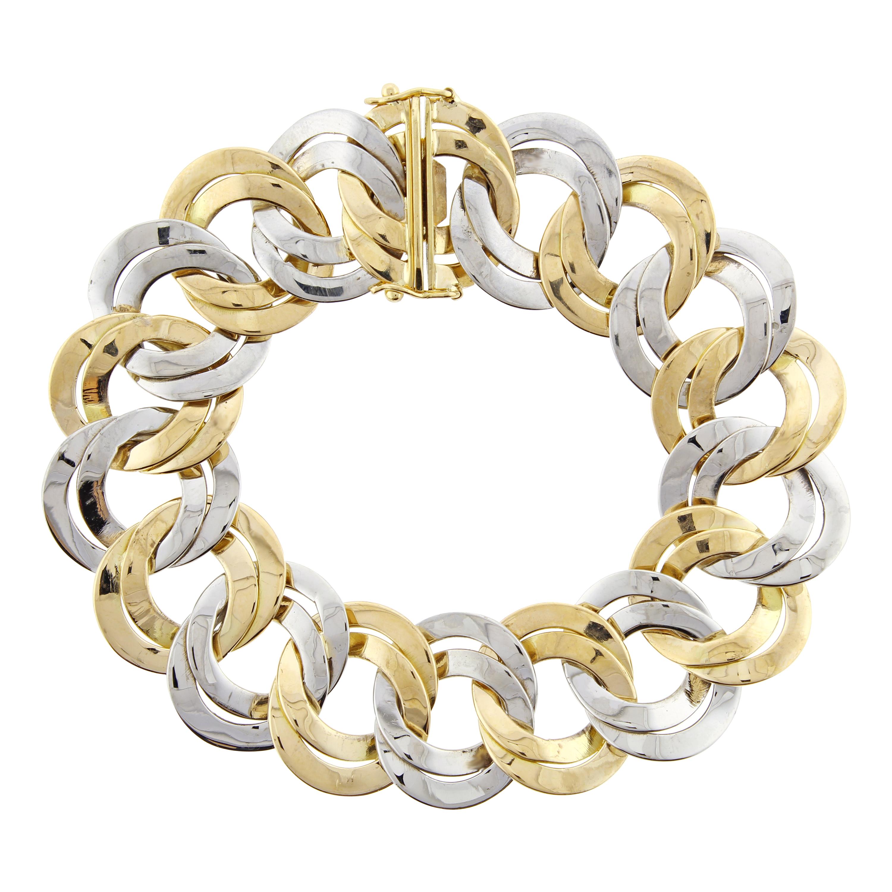 Cartier Alternating White and Gold Link Bracelet