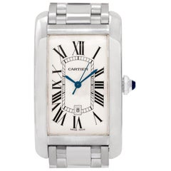 Cartier Americaine Tank W2605511 18 Karat White Gold Silver Dial Automatic Watch